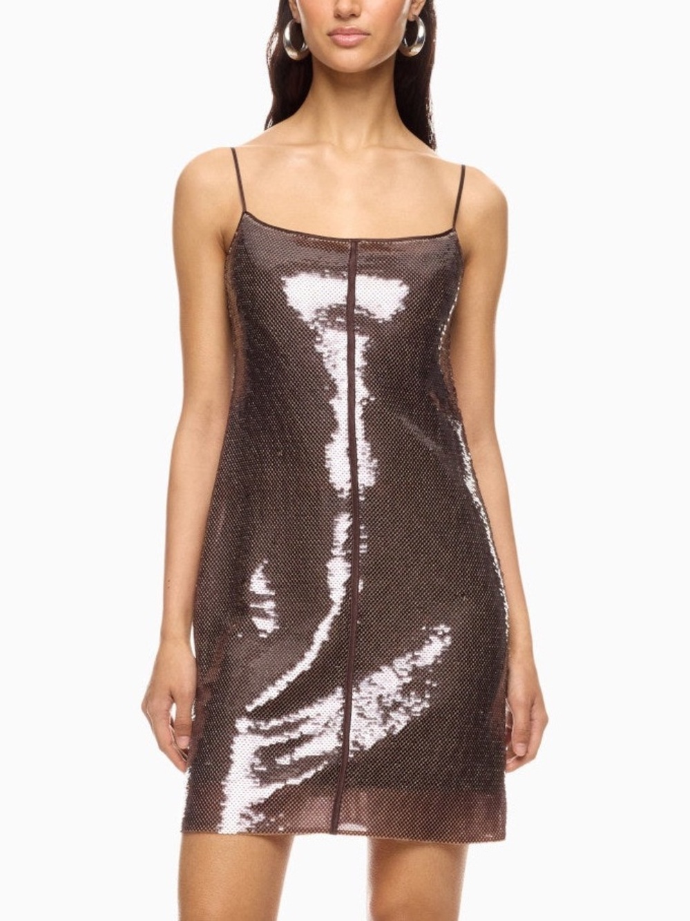 A.L.C. Brown Sequin Slip Mini Dress